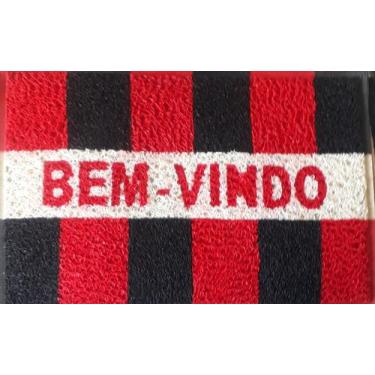Imagem de Tapete Em Vinil Lavável 60 X 40 Capacho Rubro Negro  Vermelho E Preto