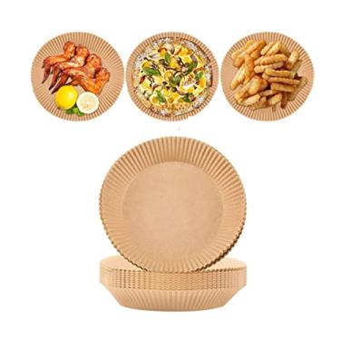 Imagem de Forro de papel descartável air fryer, forros de fritadeira de ar descartáveis antiaderentes, papel de cozimento para fritadeira a ar à prova de óleo, pergaminho de grau alimentício