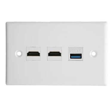 Imagem de Placa de parede Ethernet de 3 portas, porta de interface multimídia HD USB 3.0, placa de parede doméstica para players de vídeo HDTV projetores computadores