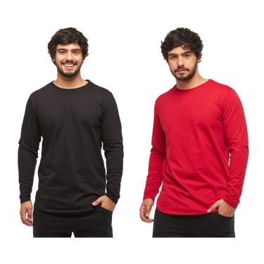 Imagem de Kit Com 02 Camisetas Longline Manga Comprida Oversized Masculina