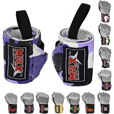 Imagem de MRX - Munhequeira de treinamento para musculação e musculação para suporte de pulso para musculação masculina/feminina (roxo camuflado)