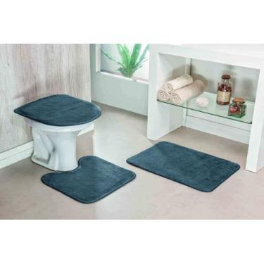 Imagem de Kit De Tapetes Para Banheiro 3 Peças Antiderrapante Plain - Empório Do