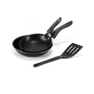 Imagem de Kit Frigideiras Francesas Antiaderente 22cm e 26cm com Espátula Preta Não Gruda