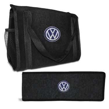Imagem de Bolsa Organizadora de Porta Malas e Capa Porta Triângulo de Sinalização Emblema VW Bordado Gol Golf Polo Virtus
