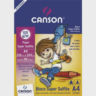 Imagem de Bloco Canson Papel Super Sulfite Infantil A4 120 g/m 30fls 66667093