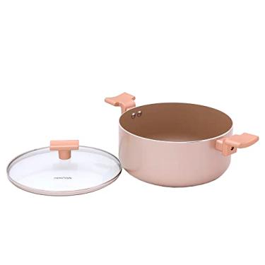 Imagem de Mimo Style Caçarola Sartin Champanhe 22cm/3,6L - Estrutura em Alumínio Revestida em Cerâmica, Base Alto Relevo. Tampa Vidro Temperado. Alças e Cabos Soft-Touch. Fogão a Gás, Elétrico e Vitrocerâmico