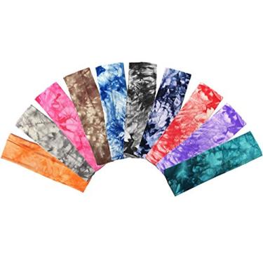 Imagem de Onwon Conjunto de 10 faixas de cabelo para yoga esporte atlético antiderrapante leve multi estilo algodão elástico faixa de cabelo absorção de umidade faixa de suor para corrida, ciclismo, caminhada, viagem, fitness maquiagem