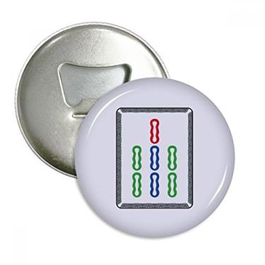 Imagem de Mahjong Bamboo Bar 7 azulejos, padrão abridor de garrafas, ímã de geladeira, emblema multifuncional