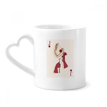 Imagem de Baralho de cartas coração padrão J caneca café cerâmica copo de coração de vidro