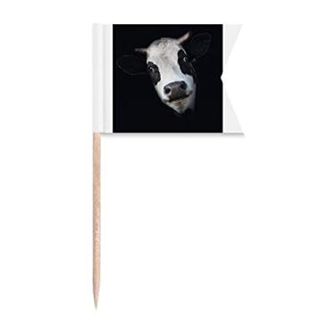 Imagem de Black Observation Chifre de Vaca Láctea, Bandeiras para Marcação de Rotulagem para Bolo de Festa Prato de Queijo