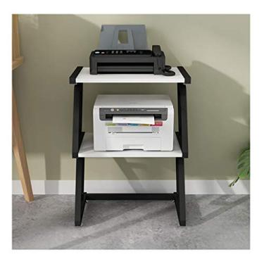 Imagem de Suporte de impressora criatividade suporte de impressora com prateleiras de armazenamento de estrutura de madeira de aço de camada, organizador multiuso para organizador de espaço como prateleira de armazenamento, prateleira de livros, impressora de mesa (cor: 1, tamanho: 45*28