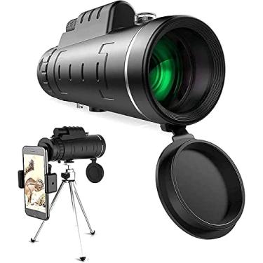 Imagem de Telescópio monocular, 40 × 60 de alta ampliação à prova d'água BAK4 prisma bifocal monóculos de mão com suporte de telefone inteligente tripé adequado para observação de viagens de animais o