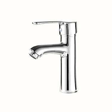 Imagem de LIDON Torneiras de banheiro Torneiras de latão torneira de pia de banheiro quente e fria torneira de banheiro de alça única cromada 1 furo para jardins, cromo A (cor: cromo B)