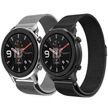 Imagem de Nandos-Store - Kit 2 Pulseiras magnéticas NSmart compatível com Amazfit GTR 47MM / GTR 2 / GTR 3 / GTR 4 (Preto+Prata)