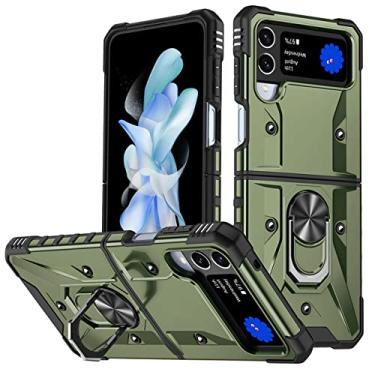 Imagem de Capa de armadura rígida à prova de choque para Samsung Galaxy Z Flip4 5G Flip 4 Flip3 Flip 3 Capa de proteção anti-detonação para Samsung Flip4, verde escuro, para Samsung Z Flip 3