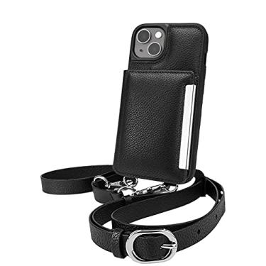 Imagem de Smartish Capa carteira transversal para iPhone 13 - Dancing Queen [bolsa/embreagem com alça removível e alça de punho] capa protetora com porta-cartão de crédito - Stiletto preto-prata
