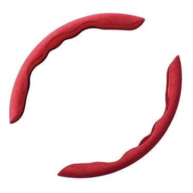Imagem de Alfanxi Protetor universal de cobertura de volante com meio segmentado de material Alcantara italiano adequado para todos os modelos de carro. (vermelho)