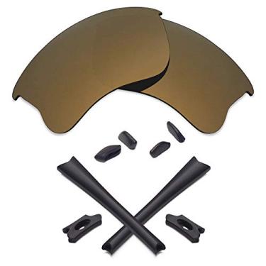 Imagem de Lentes de reposição e kits de borracha Mryok para óculos de sol Oakley Flak Jacket XLJ – Opt, Bronze Gold Polarized Lenses & Black Rubber Kits, One Size