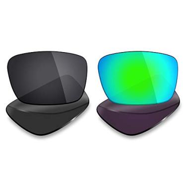 Imagem de 2 pares de lentes de reposição polarizadas da Mryok para óculos de sol Oakley Fuel Cell – Opções, Stealth Black & Emerald Green, One Size