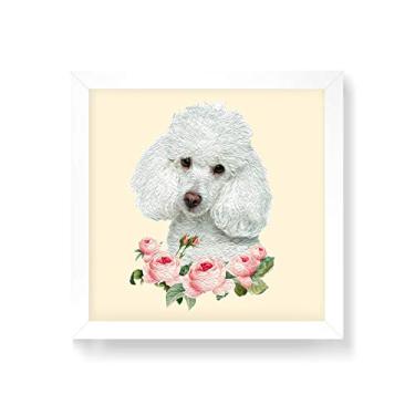 Imagem de Arte Maníacos Quadro Decorativo Poodle Flores - 30x30cm (Moldura em laca branca)