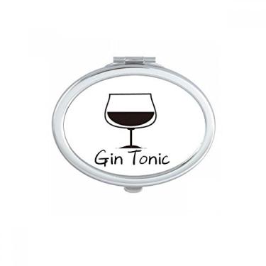 Imagem de Contorno de Gin Tonic Coquetel Oval Espelho Portátil Dobrável Mão Maquiagem Dupla Lateral Óculos