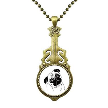 Imagem de DIYthinker Colar preto com estampa de ilustração de cachorro de desenho animado antigo com pingente de música