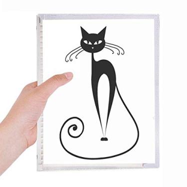 Imagem de Caderno de desenho de animal de gato preto cauda longa com folha solta diário recarregável papelaria
