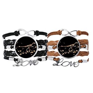 Imagem de DIYthinker Bones Pulseira de Dinossauro Pequena Preta com Alça de Mão Pulseira de Couro Conjunto Duplo Presente