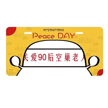 Imagem de DIYthinker Palavras online chinesas nascidas nos anos 1990, placa de licença para decoração de carro, dia da paz