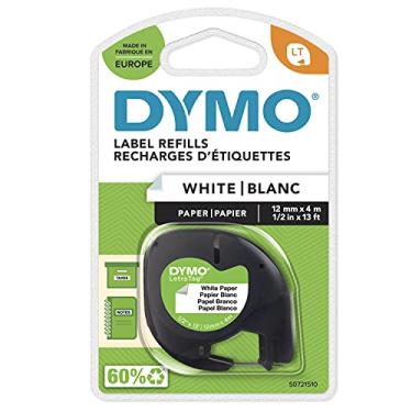 Imagem de DYMO Etiquetas de papel LetraTag | Autêntico | Rolo de 12 mm x 4 m | Impressão preta em etiquetas brancas | Etiquetas multiuso autoadesivas para etiquetadores LetraTag | 1 contagem