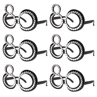 Imagem de Óculos de aniversário – Moldura de cristal numérica, lembrancinhas de festa, casamento, fantasia engraçada de óculos de sol, decoração de celebração de óculos para crianças e adultos, pacote com 6, 80, Preto, Pack of 6