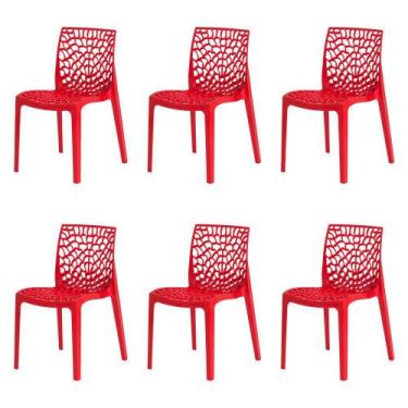 Imagem de Kit 6 Cadeiras Gruvyer Vermelha Sala Cozinha Jantar - Waw Design