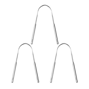 Imagem de Tomshin Kit raspador de língua de aço inoxidável com 3 unidades de limpador de língua de aço inoxidável para higiene bucal Ferramenta de limpeza de língua de metal para reduzir o mau hálito para adultos e crianças