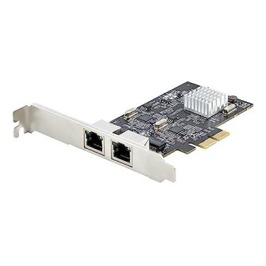 Imagem de StarTech. Com placa de rede NBASE-T PCIe de 2 portas 2,5 Gbps, Intel I225-V, placa de rede de computador de porta dupla, placa de rede multi-gigabit, cartão LAN PCI Express Server, interface Ethernet Desktop (PR22GI-NETWORK-CARD)