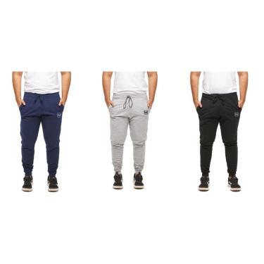 Imagem de Kit 03 Calças de Moletom Masculina Slim Jogger Sport Wooks-Masculino