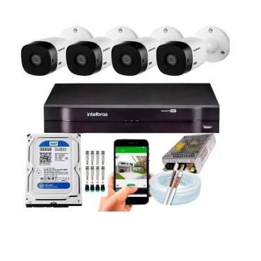 Imagem de Kit 4 Câmeras Intelbras 1120b Dvr 4 Canais Lançamento - Com Hd 500gb