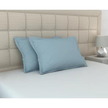 Imagem de Kit de Fronhas Matelassê Zono Enxovais 2 peças em Malha 100% Algodão Azul Claro