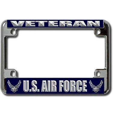 Imagem de Moldura cromada para placa de motocicleta veterana da Força Aérea dos EUA