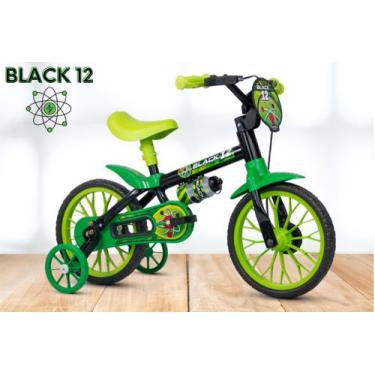 Imagem de Bicicleta Infantil Aro 12 Nathor Black 12 (Sku: 944_02) Preto E Verde