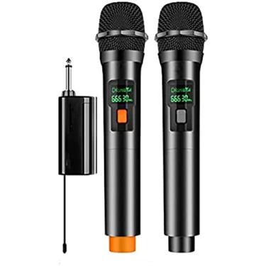 Imagem de Microfone para cantar Microfone sem fio recarregável Microfone UHF profissional para karaokê Microfone portátil de metal universal para cantar, padrão de captação cardióide Alto-falante Blue