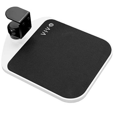Imagem de VIVO Suporte de mouse pad ajustável para computador e suporte de dispositivo bandeja de plataforma rotativa estendida, serve para desktops de até 2", plataforma branca, acolchoamento preto, MONTA-MS01AW
