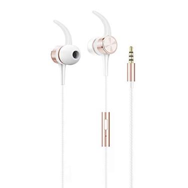 Imagem de Geonav Fone de Ouvido Flex com fio, Intra Auricular, com microfone, imãs nas cápsulas, 1.2 metros, ESFNRG, Branco/Rose Gold