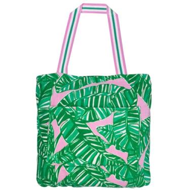 Imagem de Lilly Pulitzer Sacola para toalha, toalha de praia de viagem com bolsa de tecido felpudo e bolsos internos, 101 x 177 cm, Let's Go Bananas, Verde, rosa, 40 x 70