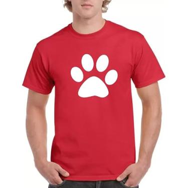 Imagem de BAFlo Camiseta unissex com estampa de pegada de urso fofa com manga curta, Vermelho, G