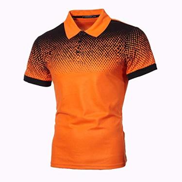 Imagem de BAFlo Camisetas polo masculinas com estampa 3D gradiente, Amarelo, P