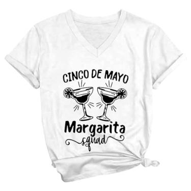 Imagem de Camiseta feminina Summer De Mayo com estampa gráfica de manga curta, festival, festa mexicana, C - Branco, P