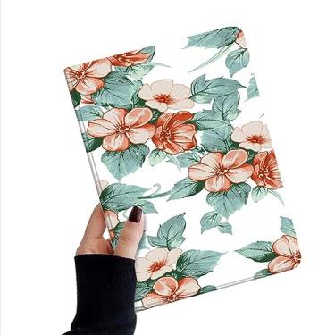 Imagem de kaidisen Capa de flores compatível com iPad de 10,2 polegadas, estampa de flores, iPad 9ª 8ª geração, iPad Air 3, iPad Pro, 10,5 polegadas, capa com ilustração floral com suporte para lápis, cor 9