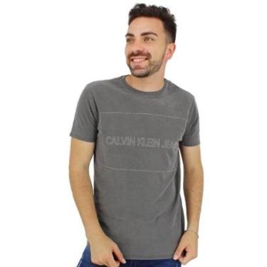 Imagem de Camiseta Calvin Klein Masculina Stroke Logo Grafite-Masculino