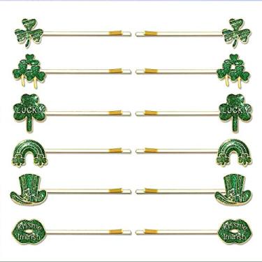 Imagem de 8/12 peças de grampos de cabelo para mulheres Dia de São Patrício chapéu trevo com glitter grampos de cabelo folha da sorte acessórios de cabelo Dia de São Patrício lembrancinhas de festa de férias