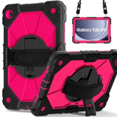 Imagem de Proteção para serviços pesados Capa compatível com Samsung Galaxy Tab A9 Plus 11 polegadas 2023 SM-X210/SM-216/SM-X218 capa para tablet, suporte multifuncional giratório de 360 ​​graus + alça de ombro